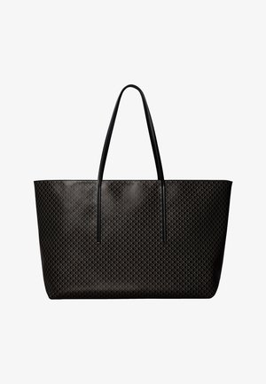 Melna soma ar plāniem dubultiem rokturiem un nelielu ģeometrisku rakstu visā ārējā virsmā.