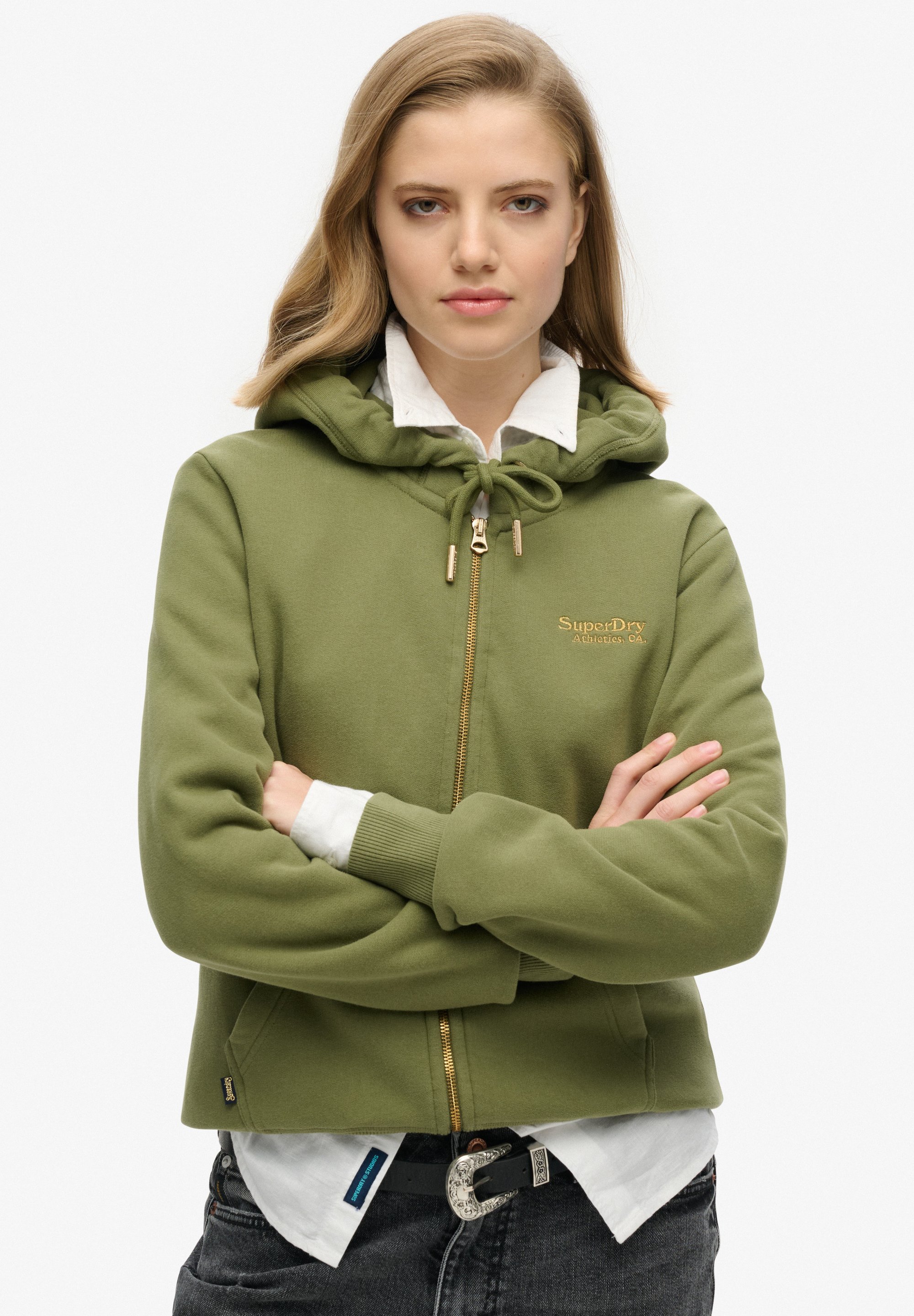 Superdry Co Zip-up sweatshirt olive khaki/khaki Zalando