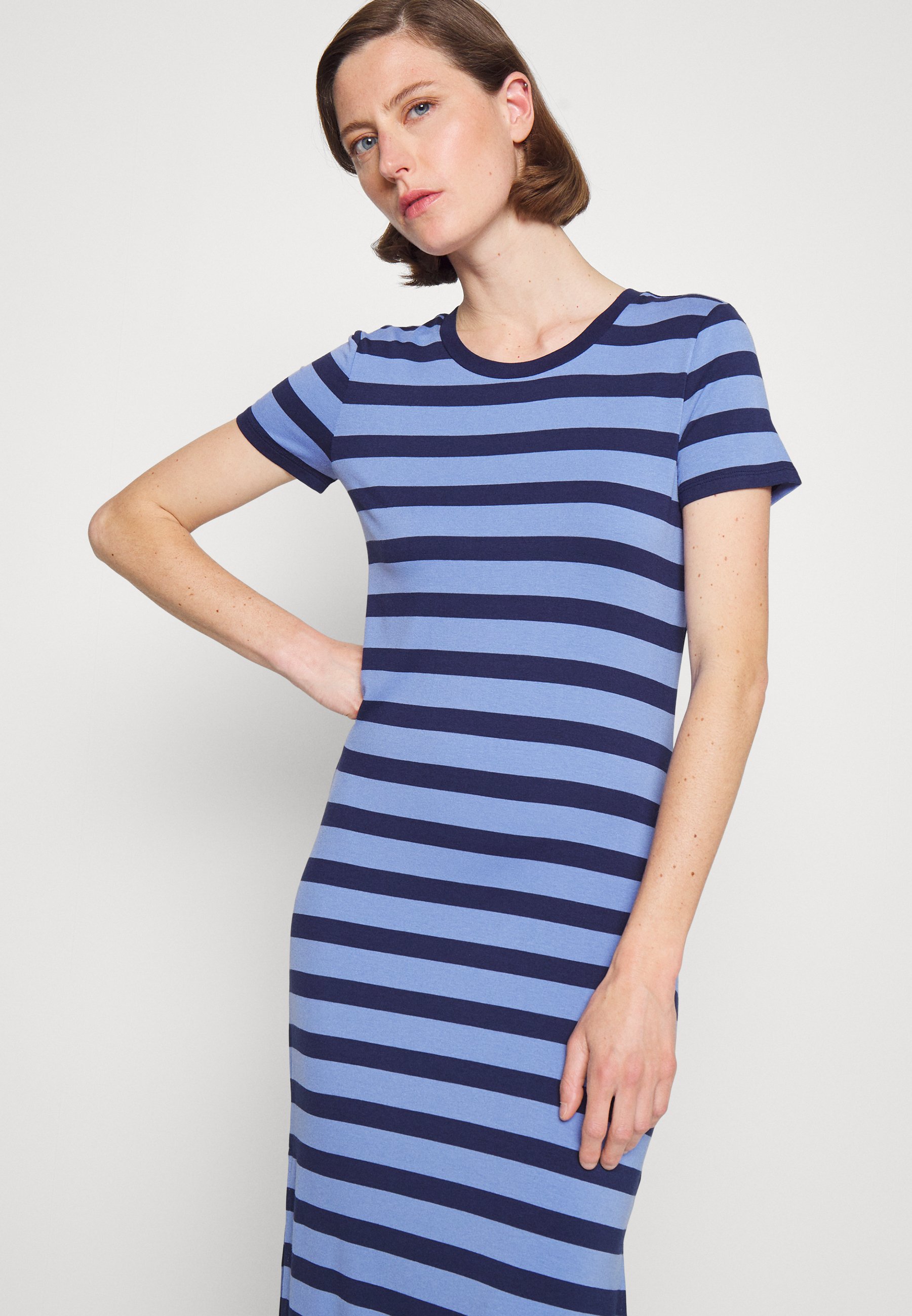 STRIPED STRETCH JERSEY TEE DRESS 