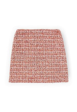 Strickrock mit Textur in Rot- und Orangetönen, mit einer figurbetonten Passform und gerader Silhouette. Glatter Bund ohne sichtbare Verschlüsse.