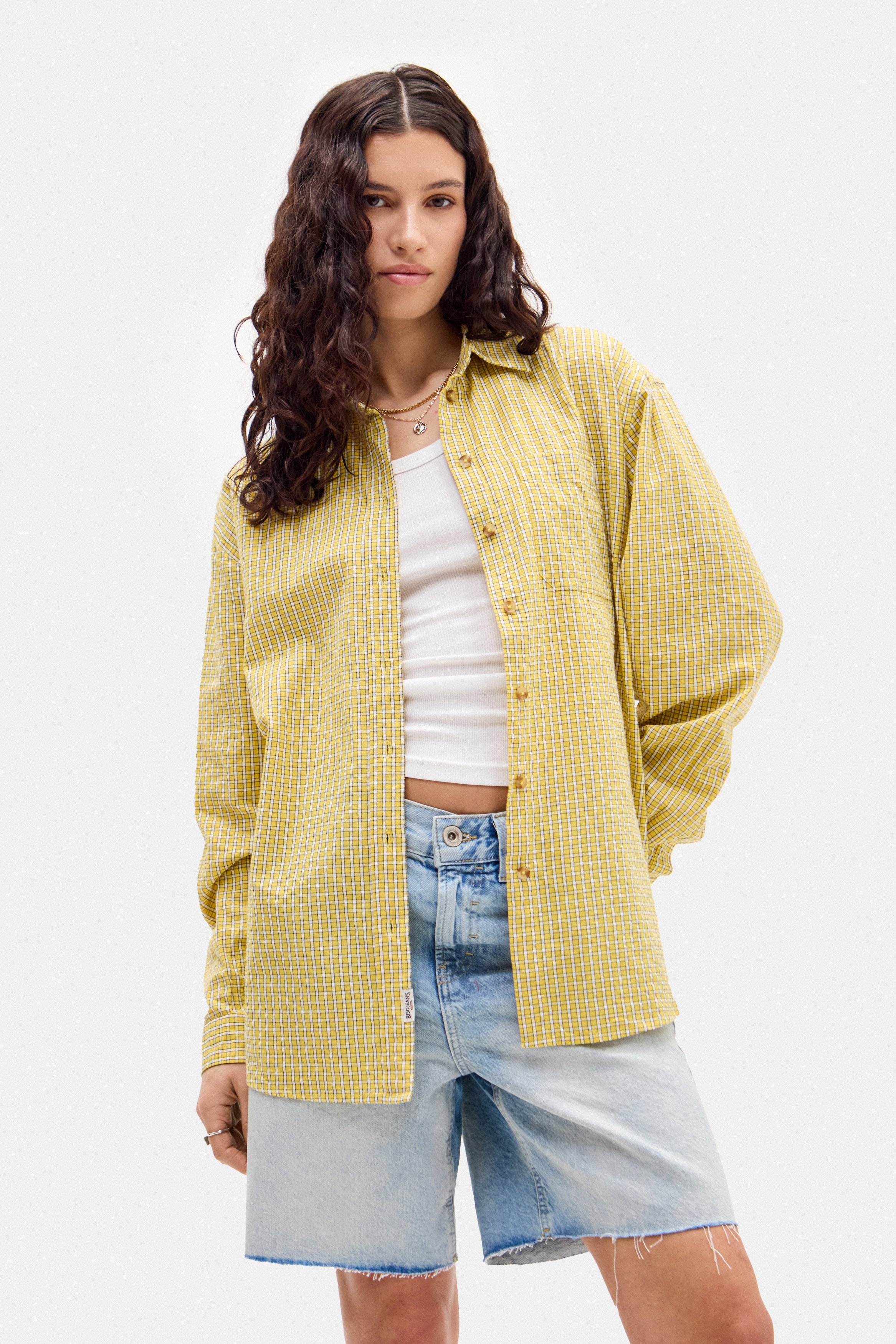 BDG Urban Outfitters CHECK SHIRT - Overhemdblouse - yellow/geel