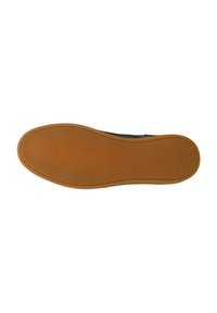 Scarpa nera con una tomaia liscia e una suola in gomma flessibile. La suola presenta un motivo a nido d'ape in marrone per una buona aderenza.