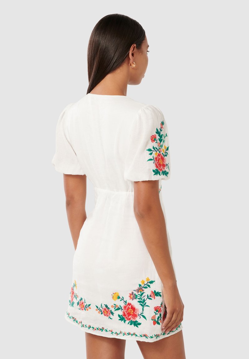 sachin and babi light blue dress Boho Cottage Core Embroidered Dress, Fall Floral Cotton Embroidered Jumper  Ethical Handmade Dress, Flowy Short Dress With Flowers main image 0