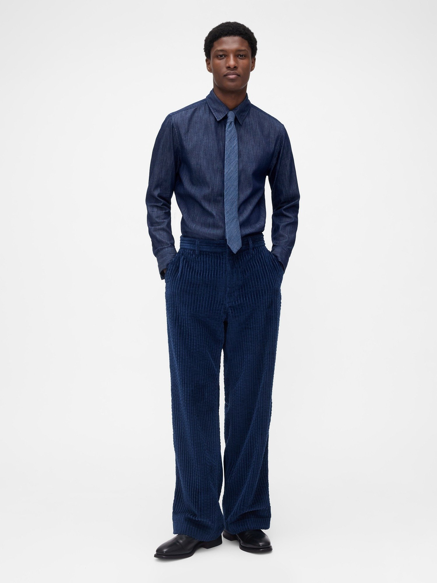 GAP GAPSTUDIO CORDUROY BAGGY TROUSERS - Trousers - blue knight