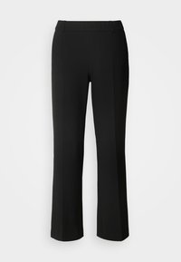 Pantalon de costume noir à jambe droite avec passants de ceinture et taille mi-haute, présenté sur fond blanc.