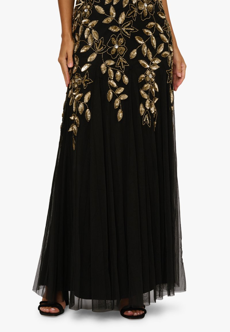 accessories to wear with black lace dress Black Strapless Drop Waist Belted Combo Cocktail Dress main image 1