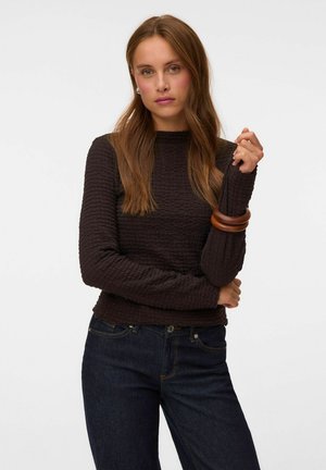 Vero Moda, VMZIA LS FUNNEL NECK TOP JRS NOOS - Blouse - chocolate torte
