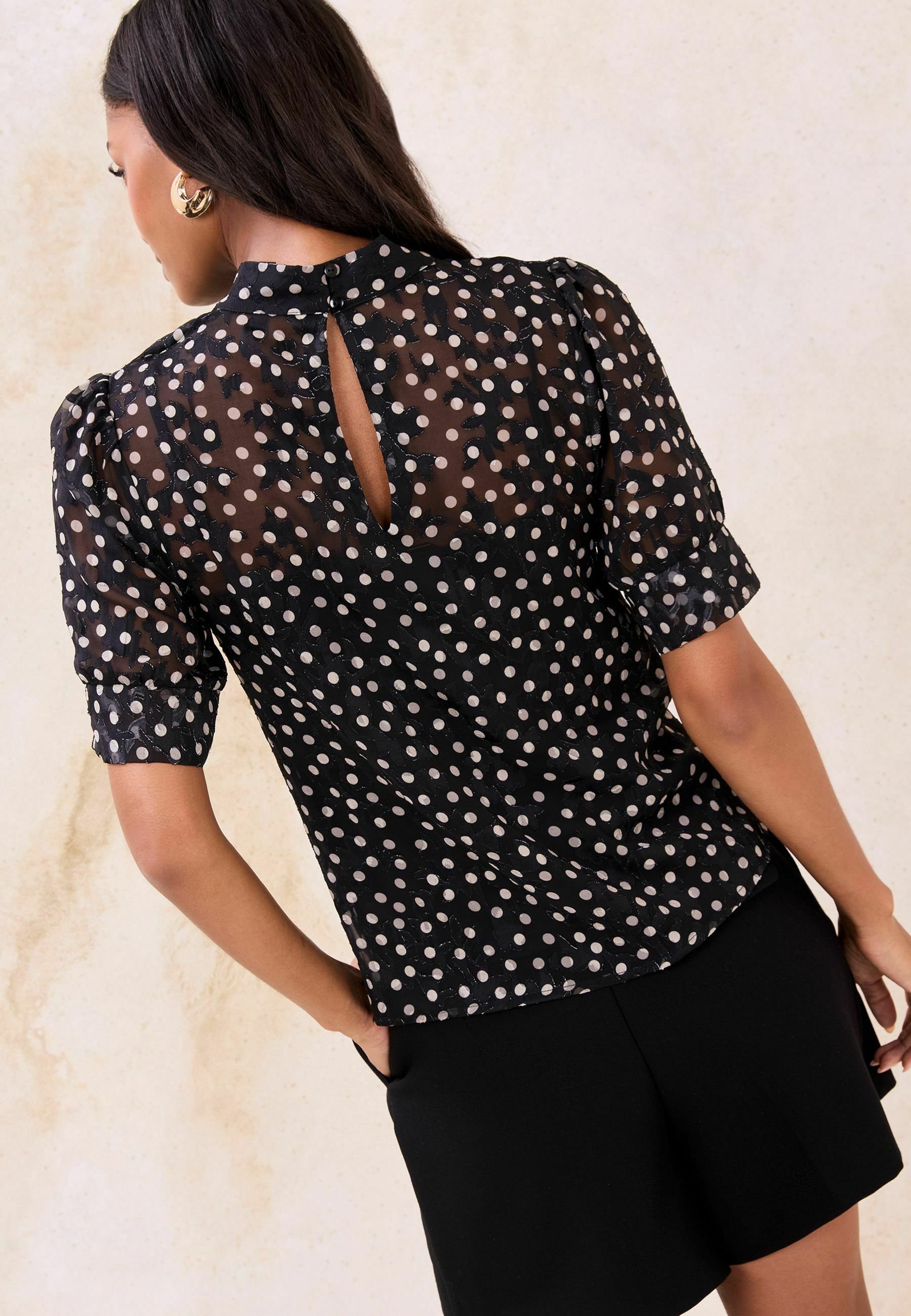 Lipsy REGULAR FIT - POLKA DOT PUFF SLEEVE - Blouse - black - Zalando