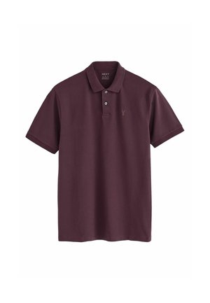 Bordeaux polo skjorte lavet af bomuld med krave, tre knapper, korte ærmer og et lille broderet logo i øverste venstre hjørne.