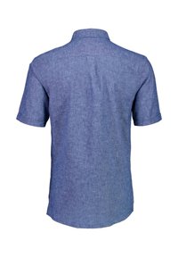 Korte mouwshirt in een gestructureerde lichtblauwe stof, met een button-down kraag en detail op de rugpas, met een afgeronde zoom.