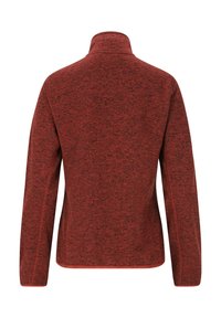 Röd, texturerad fleecepolotröja med hög krage och långa ärmar. Har kontrasterande sömmar längs kanterna och en figursydd passform.