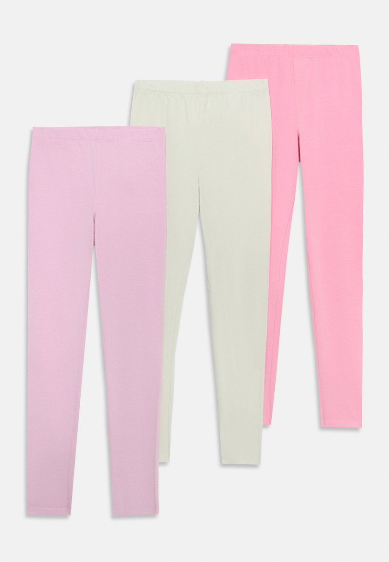 Tri pares leginsov: svetlo roza, bledo zelena in svetlo roza. Narejeni so iz mehkega, raztegljivega materiala z elastičnim pasom in prilegajočim se designom.