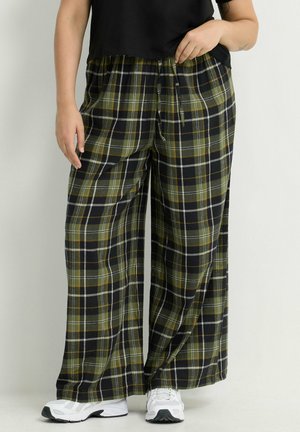 Yours Clothing, PLUS SIZE WIDE LEG TROUSERS - Pantalon classique - khaki