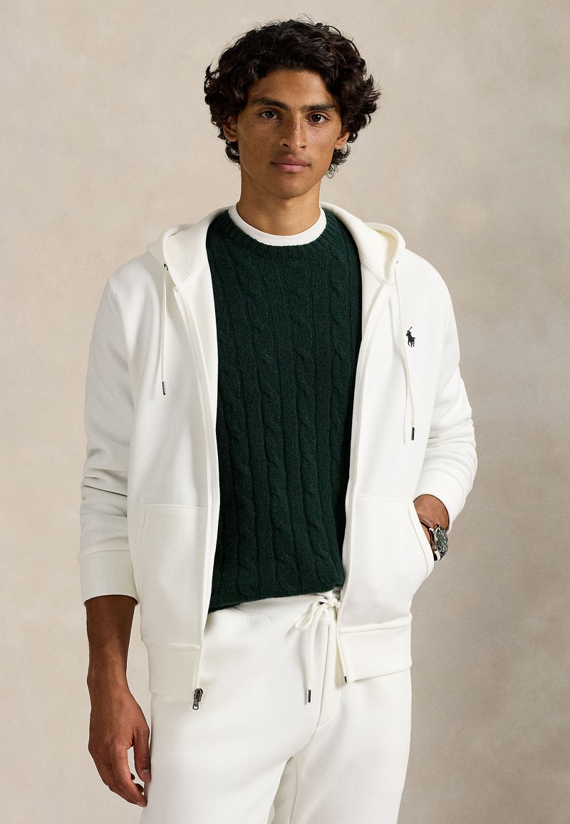 Polo Ralph Lauren DOUBLE KNIT FULL ZIP HOODIE - Mikina so zipsom - white