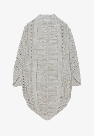Cardigan beige in maglia con apertura frontale, maniche ampie e un motivo testurizzato dettagliato. Realizzato in filato leggero, presenta una vestibilità comoda.