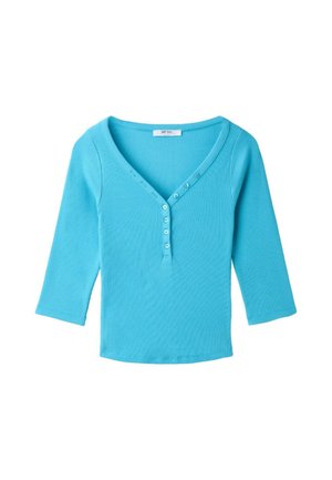 Stradivarius, HENLEY T-SHIRT - Long sleeved top - turquoise