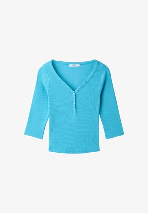 Stradivarius, HENLEY T-SHIRT - Long sleeved top - turquoise