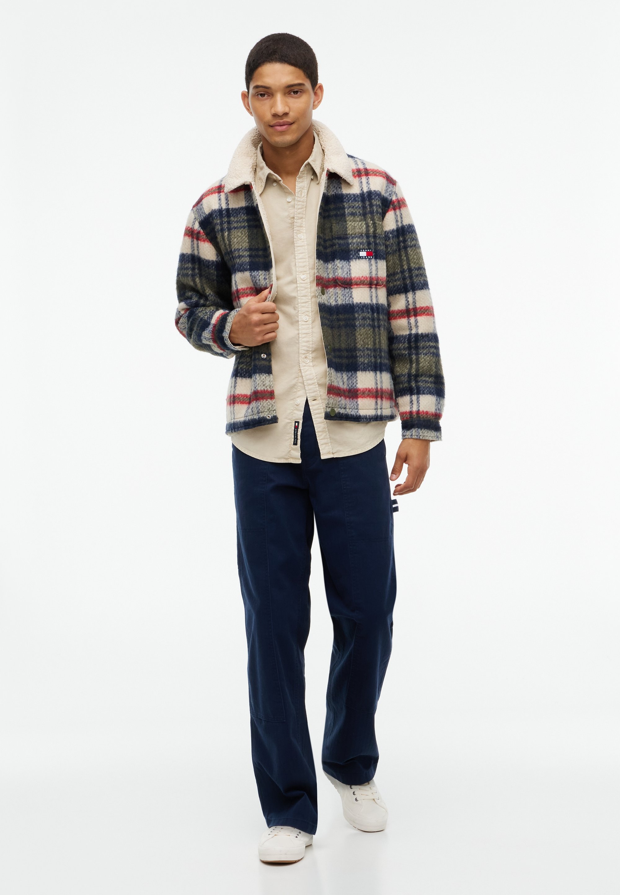 Tommy Jeans 테디 라이닝 브러시드 플란넬 오버사이즈 자켓