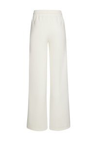 Weite Hosen aus weichem weißen Stoff, mit einem elastischen Bund und glatter Textur, entworfen mit einer knöchellangen Silhouette.