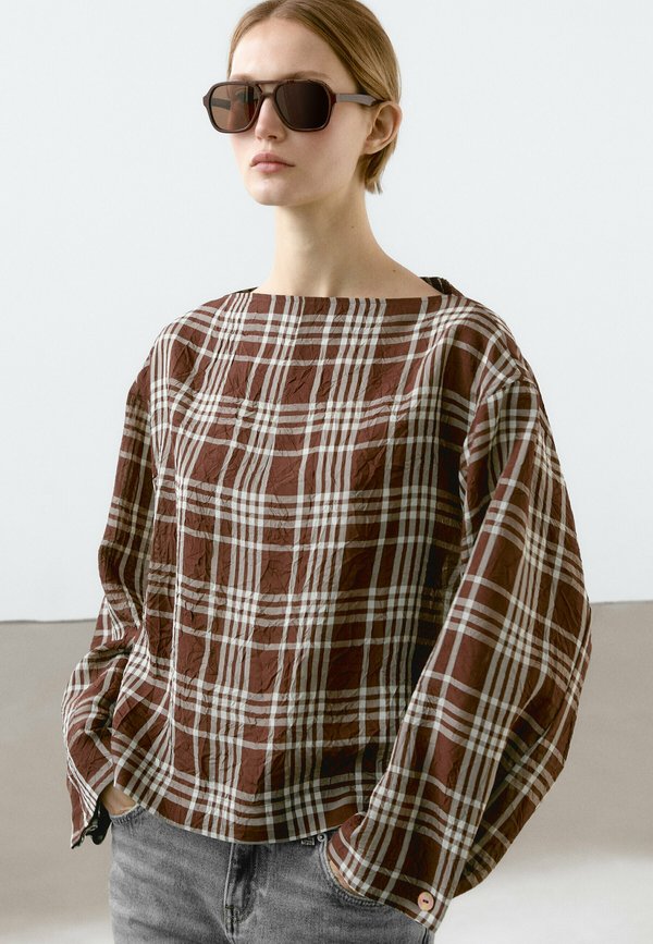 FLOWING CHECK  - Blouse - bordeaux