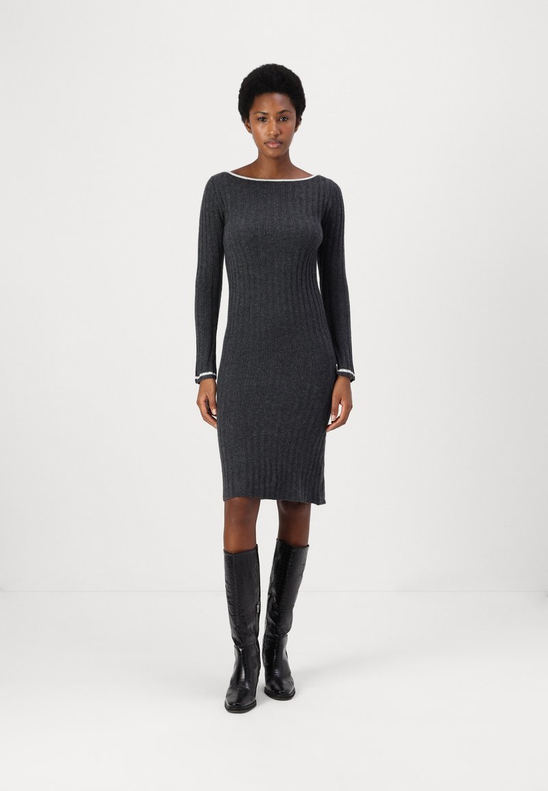 pure cashmere BOAT NECK DRESS - Džemperkleita - grey