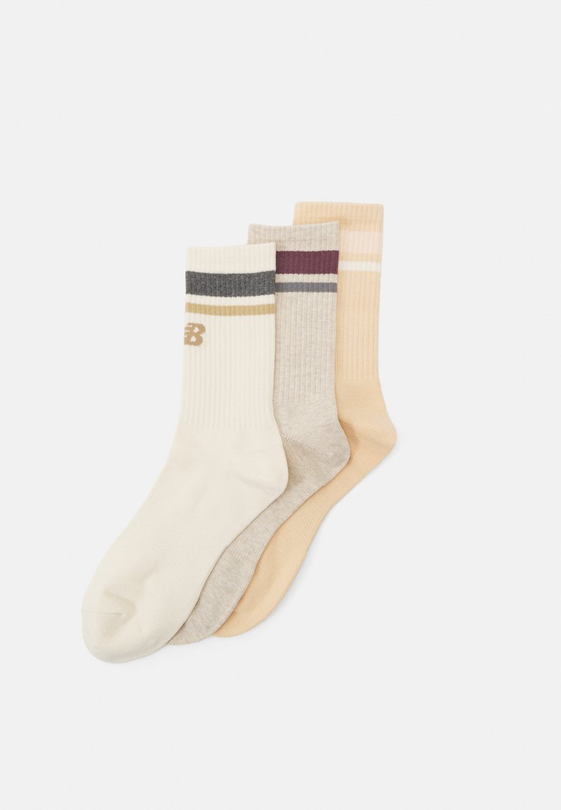 New Balance ESSENTIALS STRIPE MIDCALF 3 PACK - Kojinės - beige/salmon