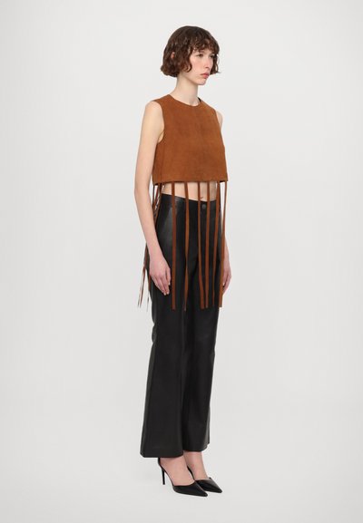 STUDIO ID BELLA FRINGE CROP - Débardeur - tobacco