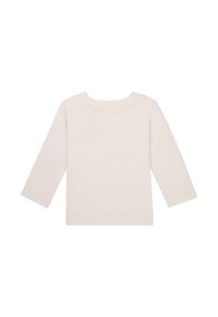 Lange mouwen top in lichtbeige katoen, met een ronde halslijn en een eenvoudig, naadloos ontwerp zonder patronen of versieringen.