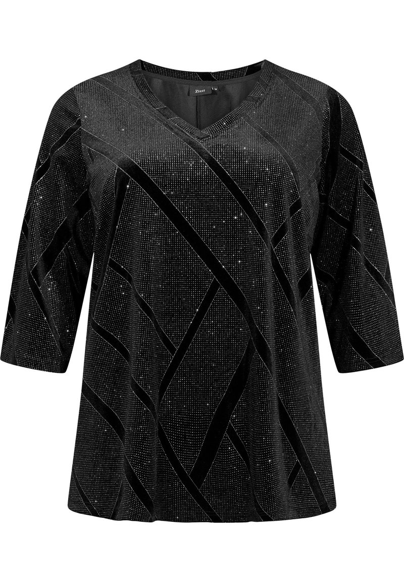 Zizzi MIT GLITZER UND 3/4 ÄRMELN Bluse black/sort Zalando.dk
