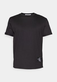 BADGE TURN UP SLEEVE - Basic T-shirt - black