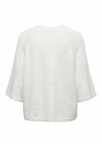 Pull blanc à manches courtes, ample, avec un col rond, vu de dos sur un fond blanc uni.