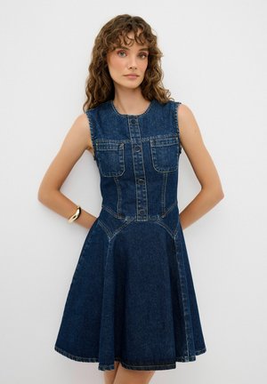SLEEVELESS  - Denimové šaty - navy blue