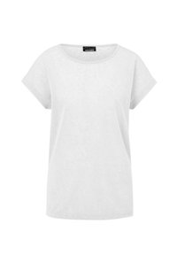 T-shirt bianca a maniche corte realizzata in tessuto morbido con scollatura rotonda e vestibilità rilassata. Design semplice senza motivi o accenti visibili.