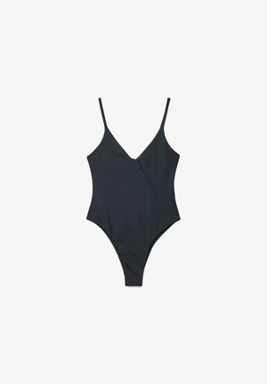 NA-KD, PLUNGE OPEN BACK SWIMSUIT - Badpak - black