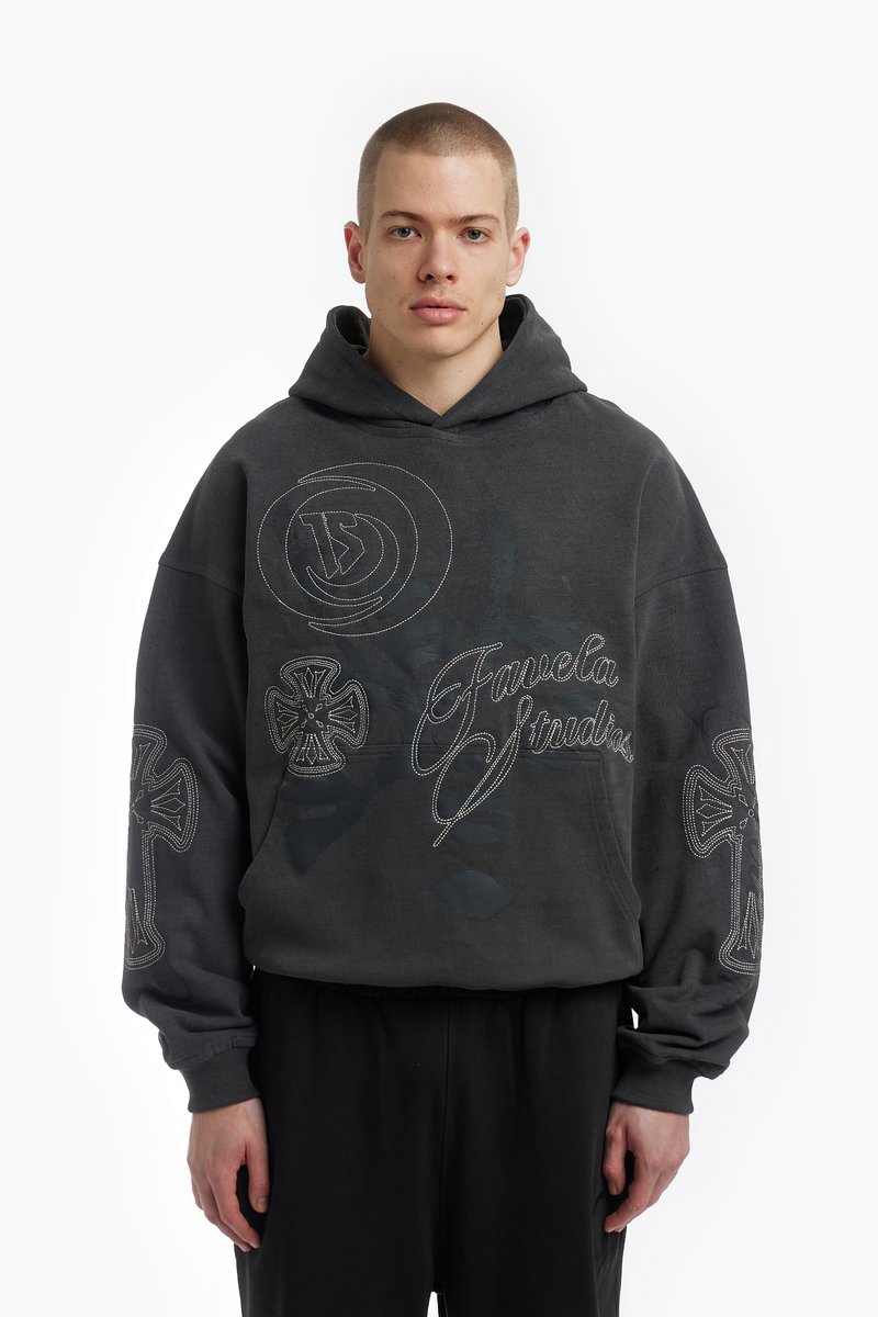 FAVELA ABSTRACT HOODIE UNISEX - Felpa con cappuccio - stone