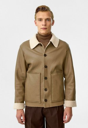 REGULAR FIT - Imitatieleren jas - mink