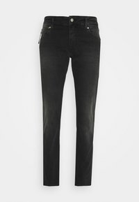 Černé džínové kalhoty slim fit, s kapsou na zip, pěti-kapsovým designem a jemným vyblednutím podél nohavic.