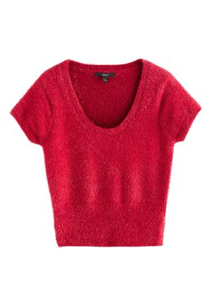 REGULAR FIT - SPARKLE SCOOP NECK - Basic póló - cherry red