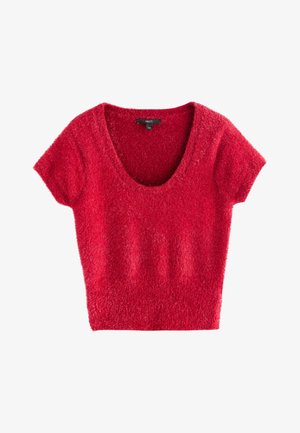 REGULAR FIT - SPARKLE SCOOP NECK - Osnovna majica kratkih rukava - cherry red