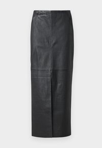 MIDI SKIRT - Ādas svārki - black