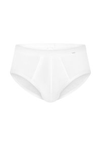 Witte herenonderbroek met elastische tailleband en subtiele verticale stikdetails.