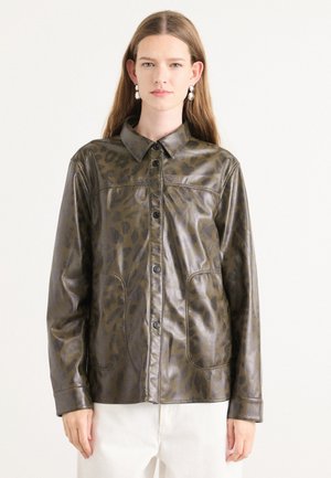 Faux leather jacket - olive drab