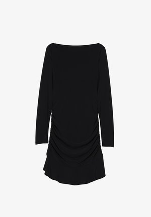 PULL&BEAR, LONG SLEEVE GATHERED - SHORT DRESS - Robe en jersey - black