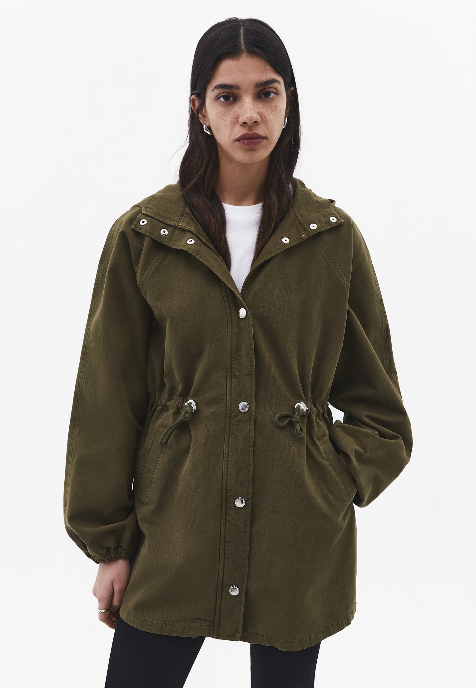 【OLIVE】DRAWSTRING RAGLAN PARKA Cotton parka - Olive | s.Oliver