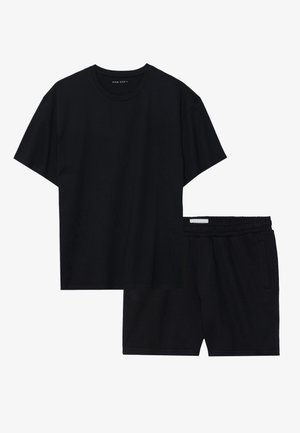 Pier One BASIC T-SHRIT + SHORTS SET - T-Shirt basic - black