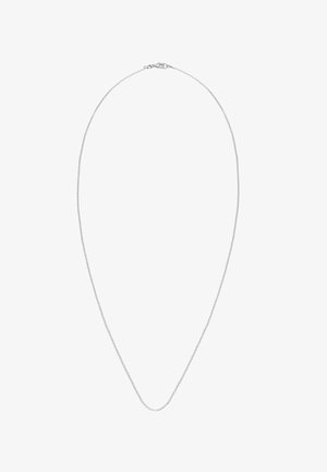 Sølv metal halskæde med et tyndt, delikat kædedesign. Kæden har en glat tekstur og har en sikker lås bagpå.