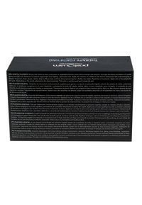Caja rectangular negra de PostQuam Professional Therapy Tratamiento Fortificante para el cabello con instrucciones de uso en varios idiomas en el lateral.