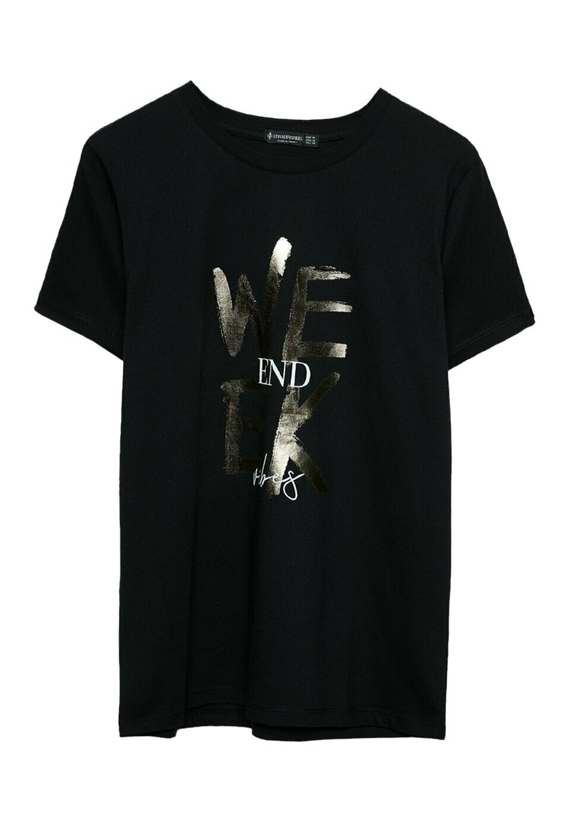 Stradivarius T-shirt print zwart