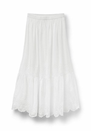 Calzedonia, LONG ROCK WITH ST. GALLER EMBROIDERY - Falda larga - white