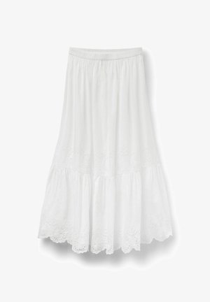 Calzedonia, LONG ROCK WITH ST. GALLER EMBROIDERY - Maxirock - white